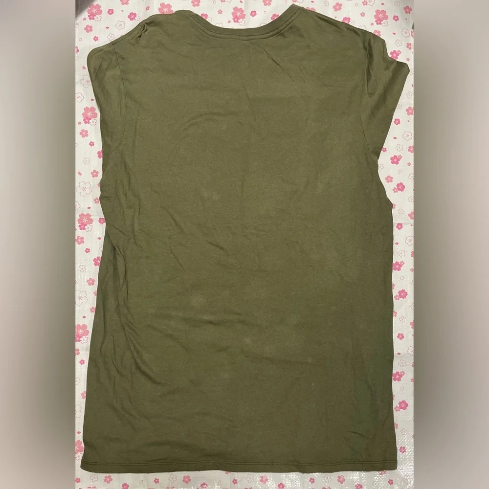 The Nike Tee Block Checkered Logo Olive Green Athletic Cut T-Shirt Mens Size L